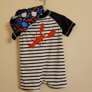Gymboree baby swimming suit and sun hat